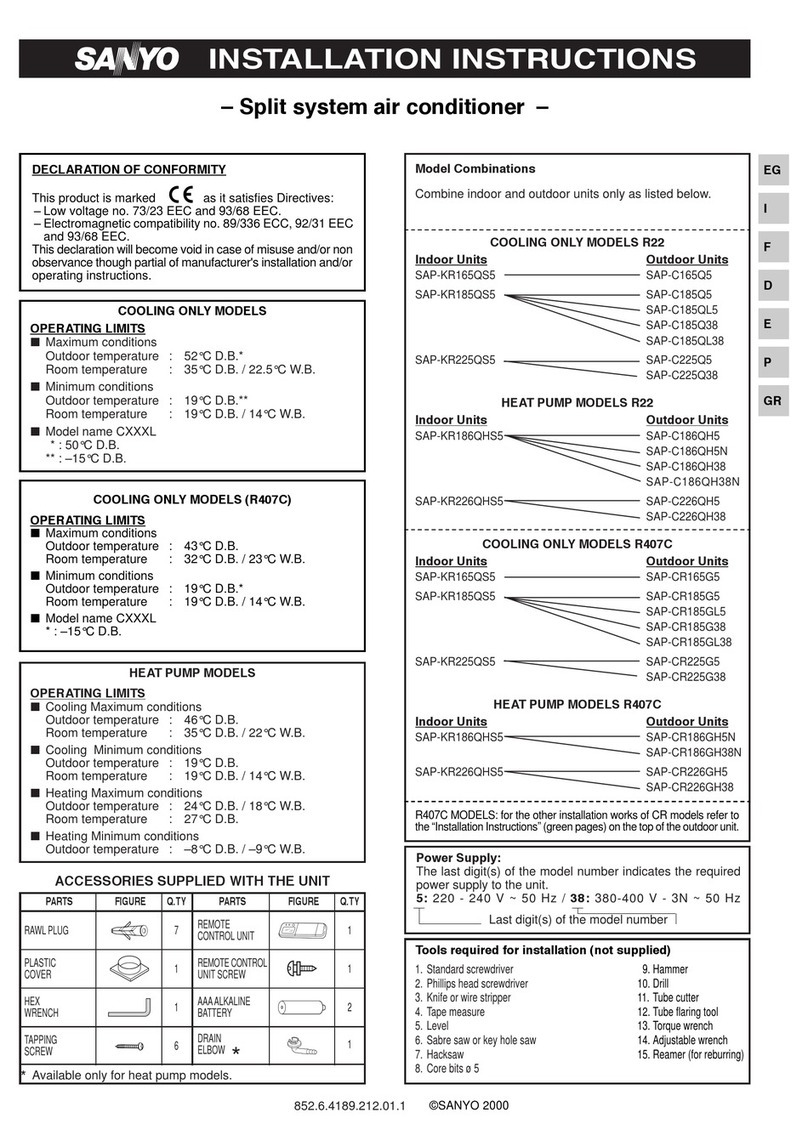 Sanyo SAP-KR165QS5 User manual
