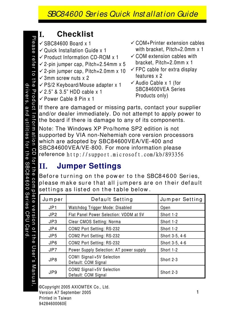 AXIOMTEK SBC84600 Series Quick installation guide