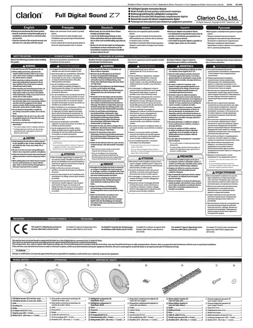 Clarion Full Digital Sound Z7 User manual