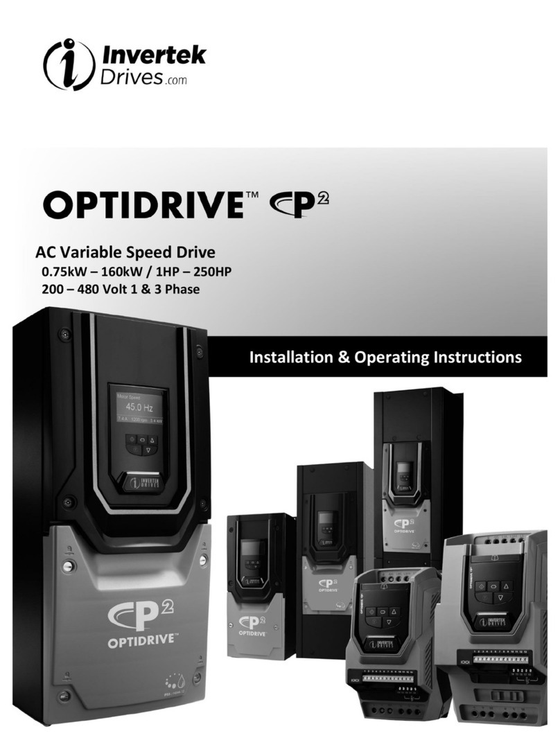 Invertek Optidrive P2 series Installation & operating instructions