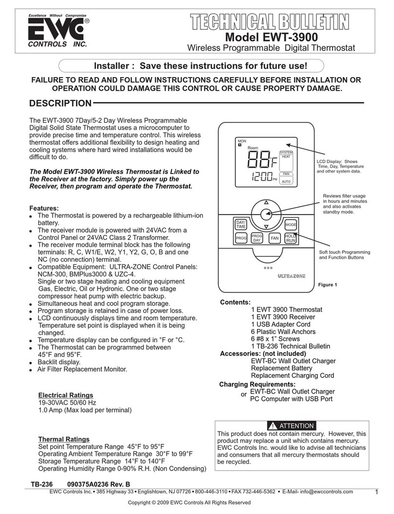 EWC Controls EWT-3900 Ultra-Zone Service manual