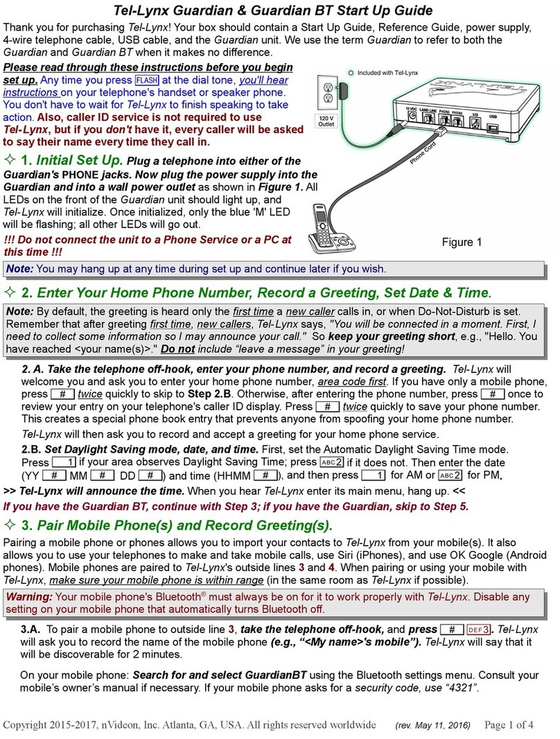 Tel-Lynx Guardian Startup guide