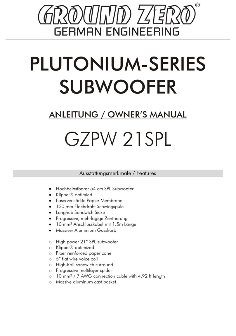 AROUND ZERO PLUTONIUM SERIES GZPW 21SPL owner's manual
