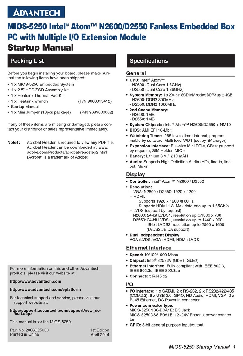 Advantech MIOS-5250 Installation and operation manual