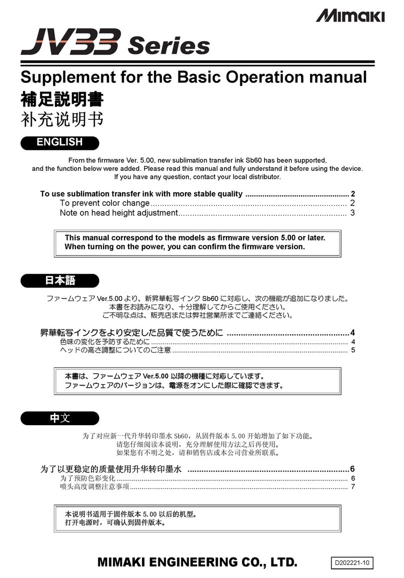 MIMAKI JV33 Series Supplement for the basic operation manual