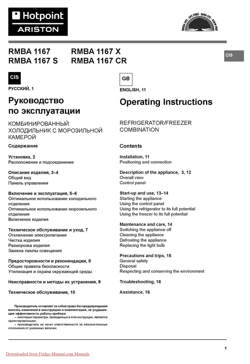 Hotpoint Ariston RMBA 1167 User manual