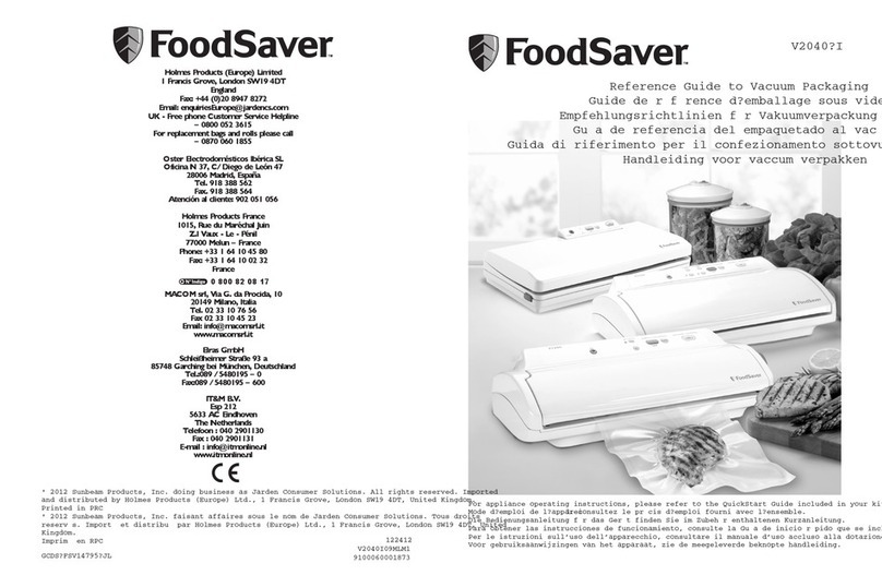 FoodSaver V2040 series reference guide