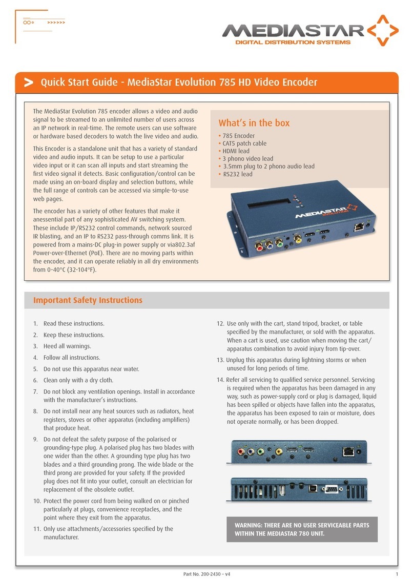 Mediastar Evolution 785 quick start guide