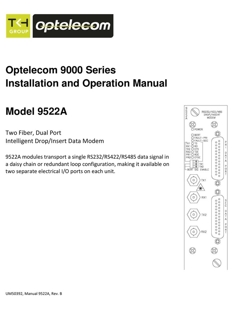 Optelecom 9522A Installation and operation manual