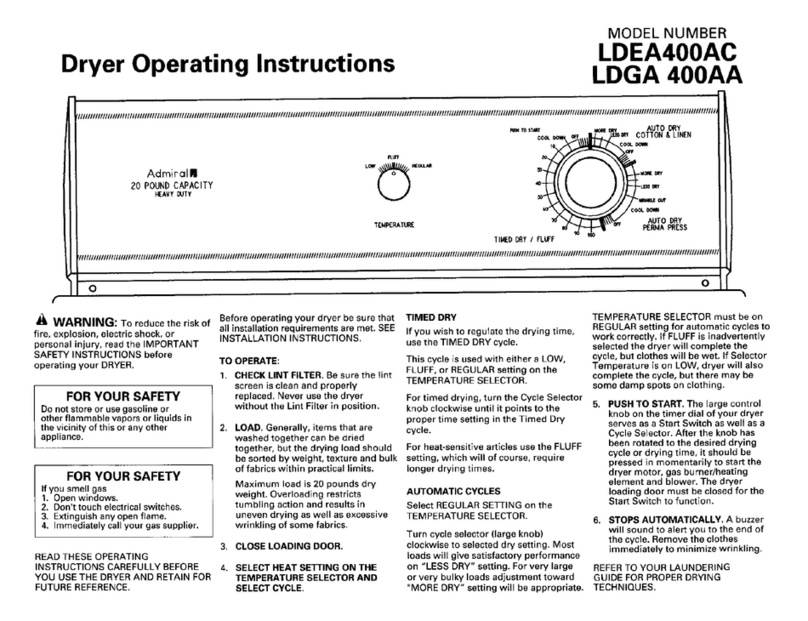 Admiral LDEA400AC operating instructions