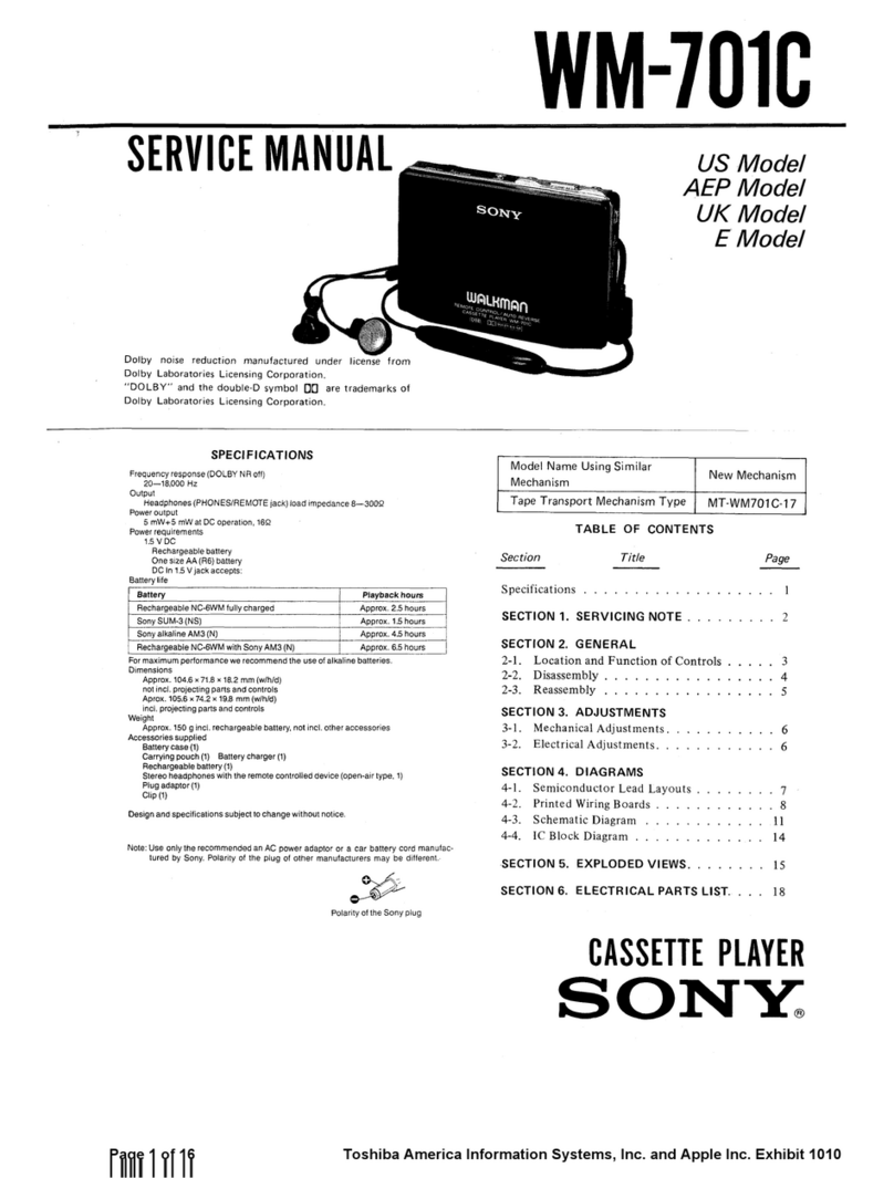 Sony WM 701C User manual