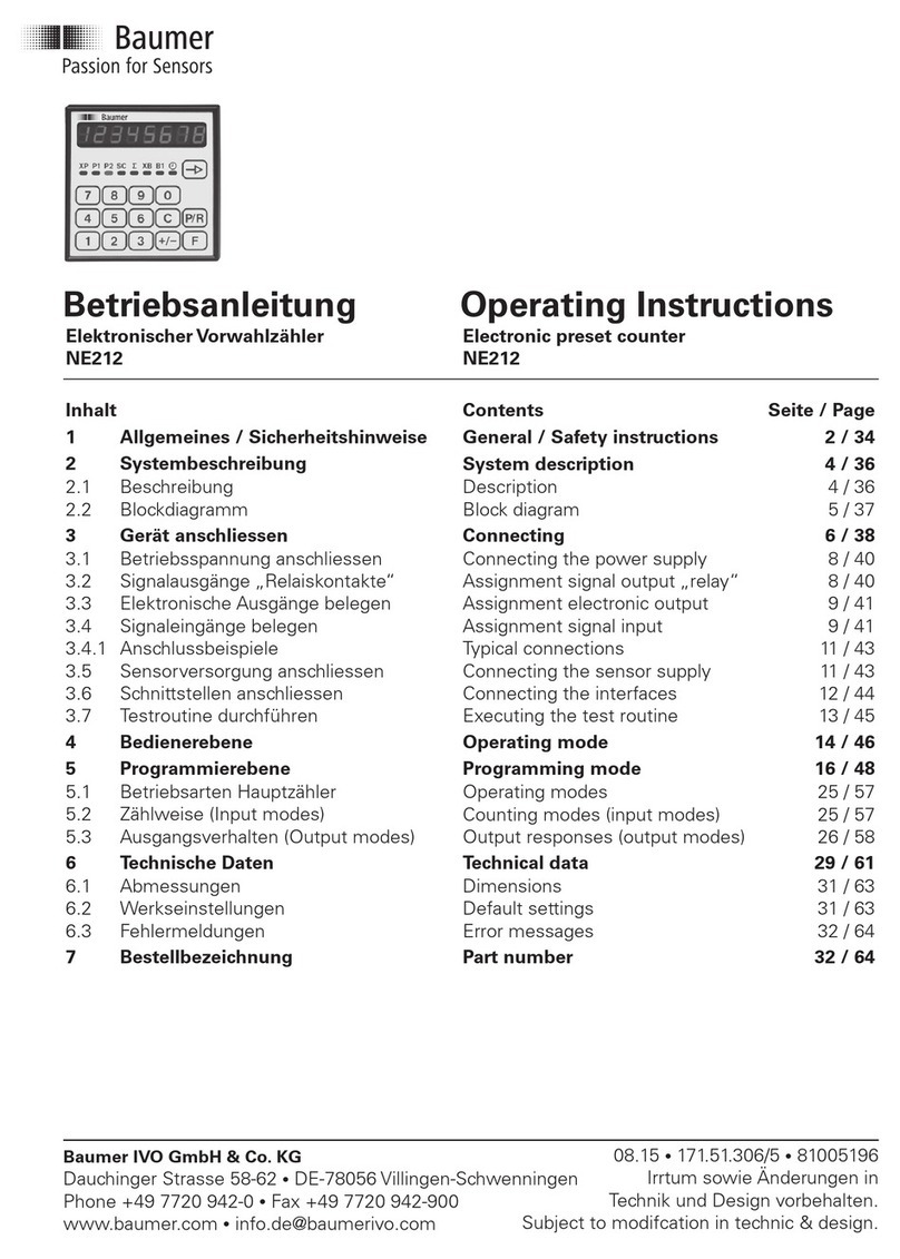 Baumer NE212 operating instructions