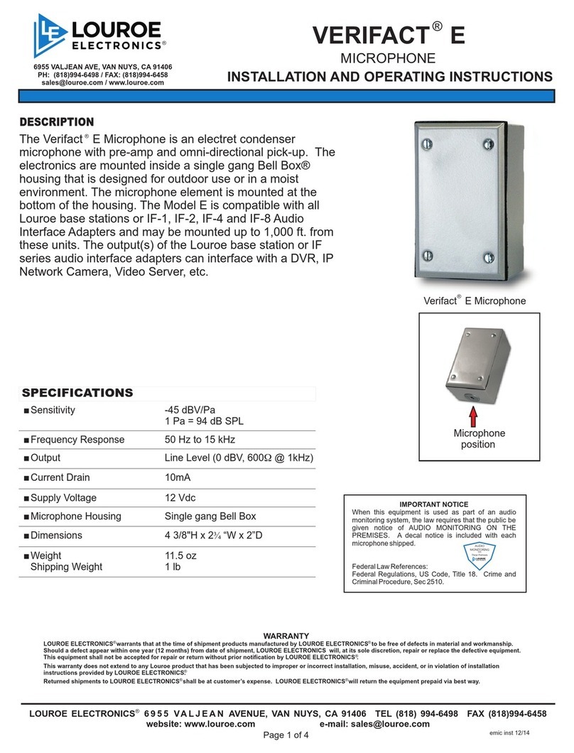 Louroe Electronics VERIFACT E Installation and operating instructions