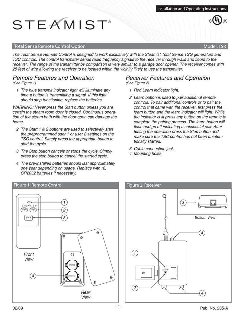 Steamist TSR Installation and operating instructions