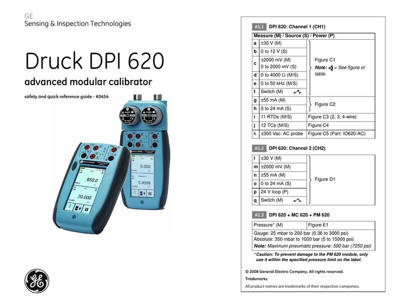 GE Druck DPI 620 Safety and quick reference guide