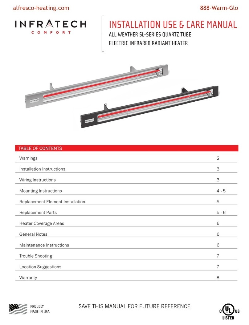 Infratech SL 1612 Installation, use & care manual