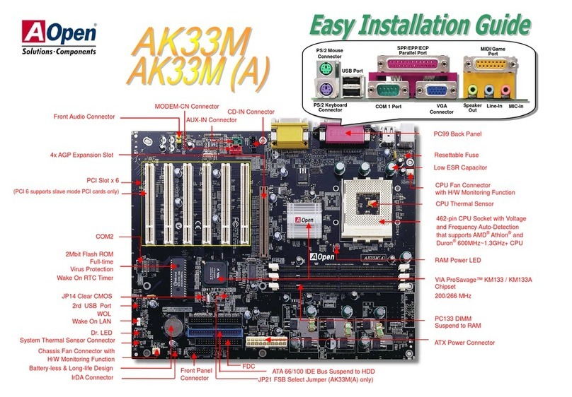 AOpen AK33 M Easy installation guide