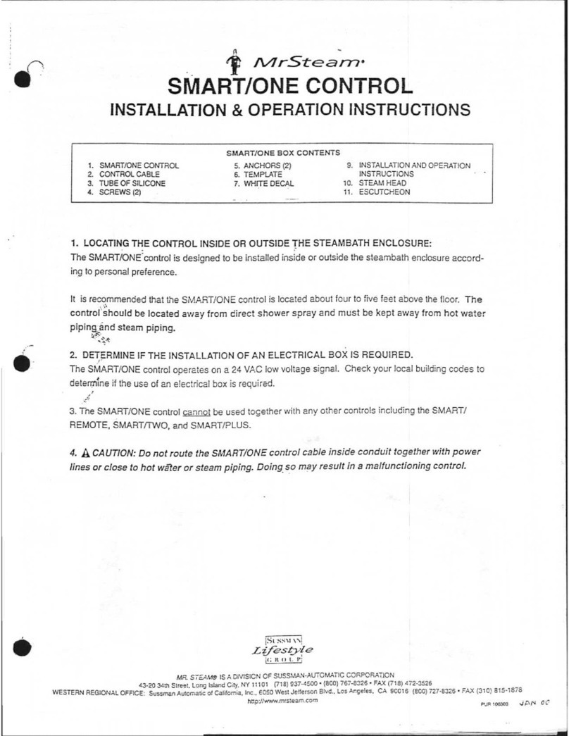 mr. steam SMART/ONE Installation & operation instructions