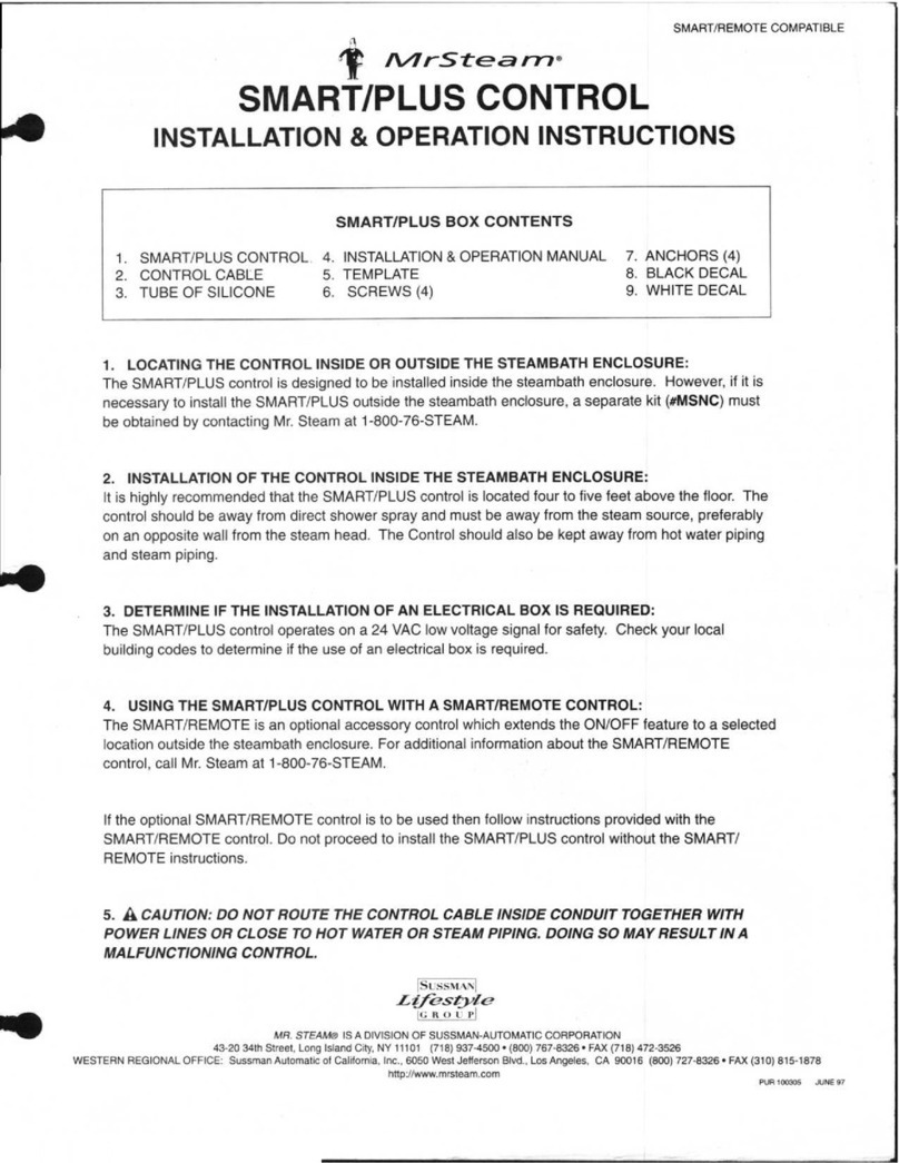 mr. steam SMART/PLUS Installation & operation instructions mr. steam SMART/PLUS Installation & operation instructions