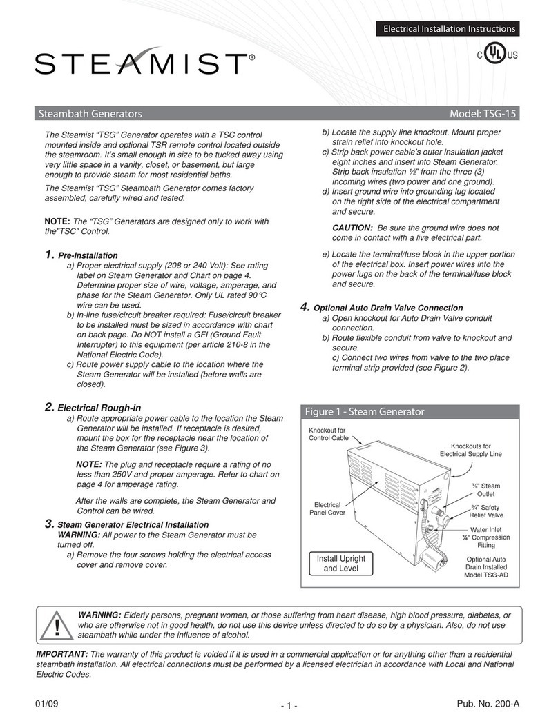 Steamist TSG-15 Electrical installation instructions