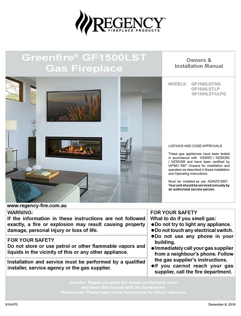 Regency GF1500LST-NG Owners & installation manual