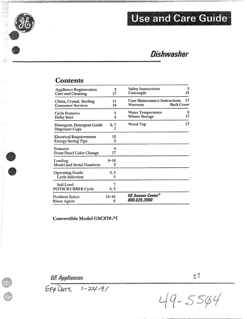 GE GSC870 Use and care guide