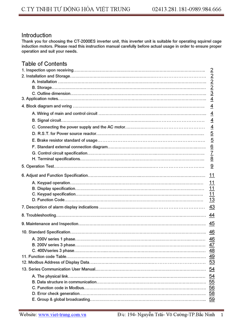 VIET-TRUNG CT-2000ES instruction manual