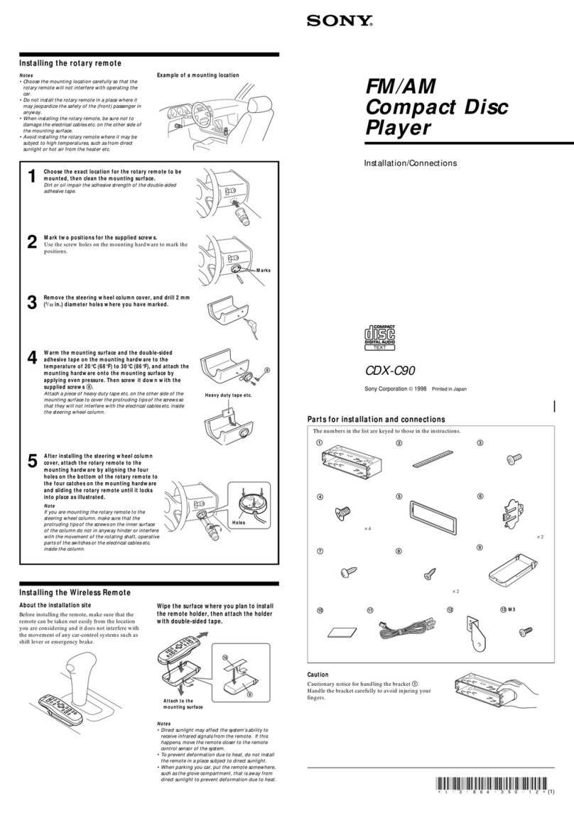 Sony CDX-C90 - Fm/am Compact Disc Player Installation and connections