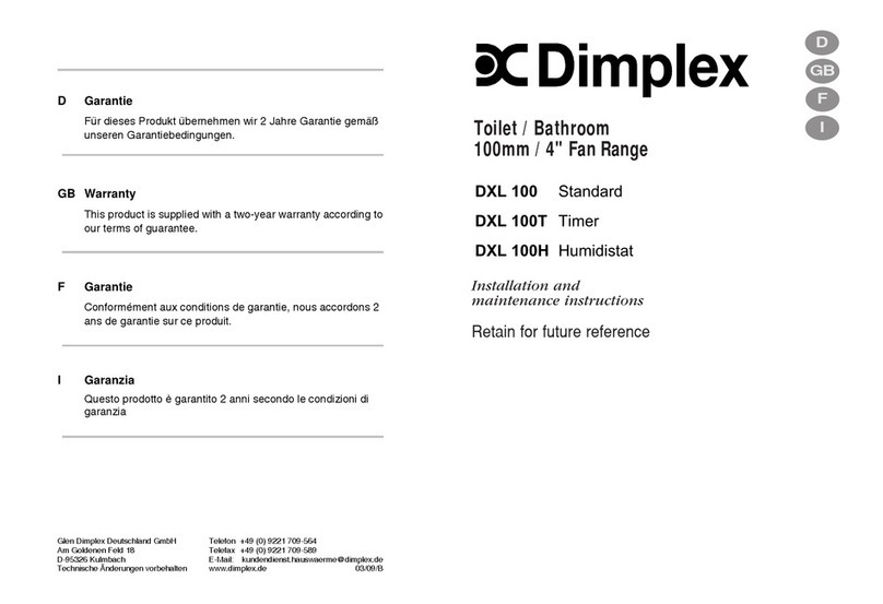 Dimplex DXL 100 Installation and maintenance instructions