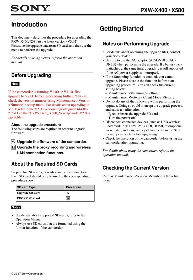 Sony PXW-X400 Installation and operation manual