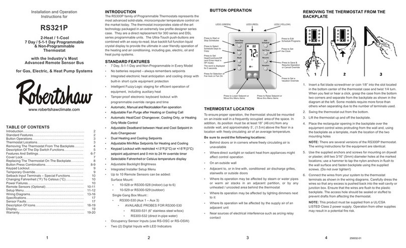 Robertshaw RS321P User manual