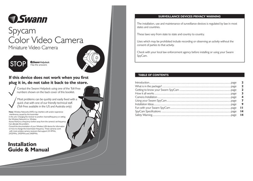 Swann Spycam Color Video Camera Installation guide & manual