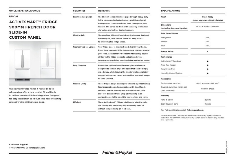 Fisher & Paykel RS90A1 Quick reference guide Fisher & Paykel RS90A1 Quick reference guide