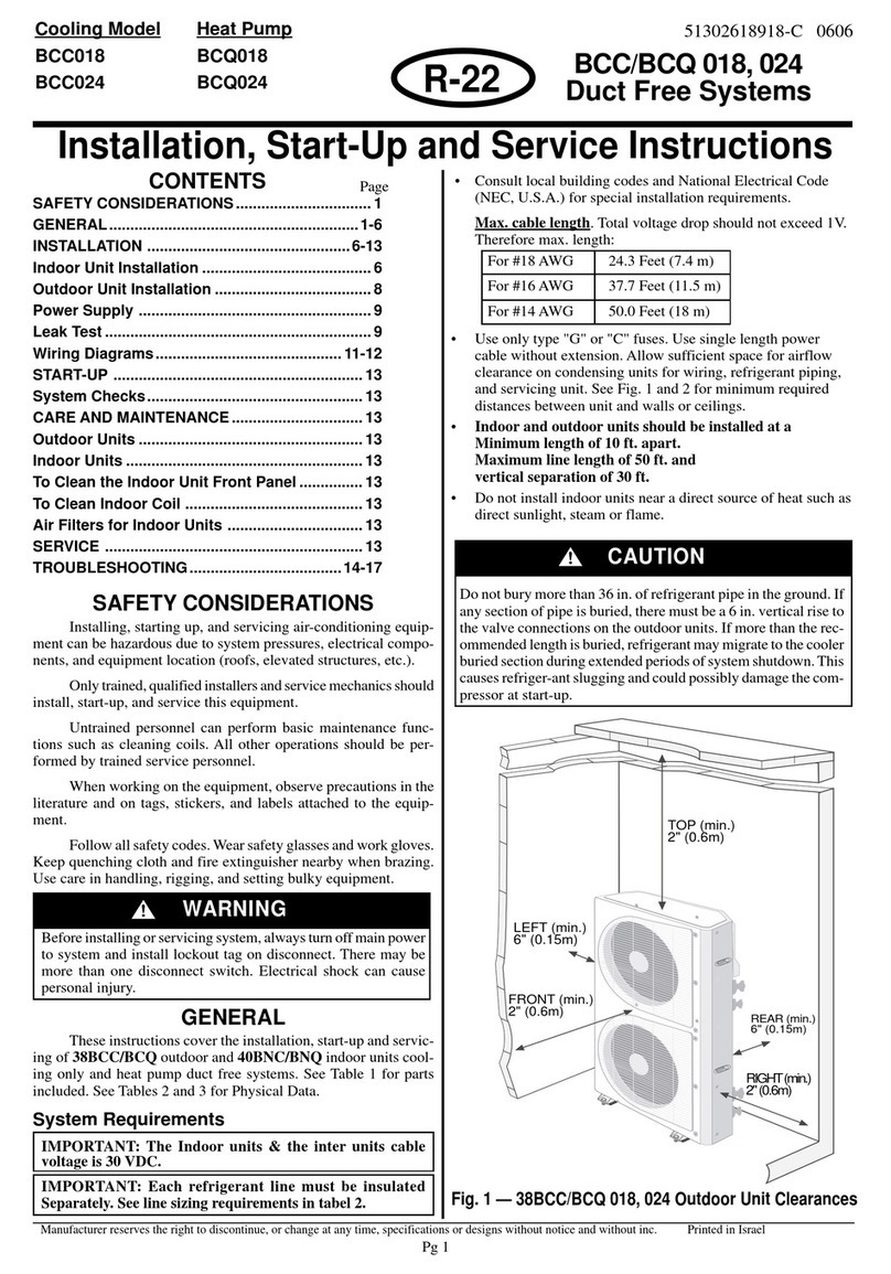 Carrier BCQ018 Dimensions and installation guide