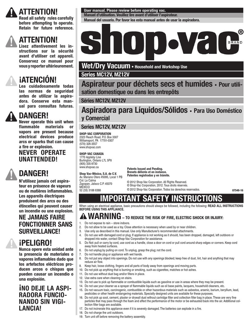 Shop-Vac MC12V SERIES MZ12V SERIES user manual