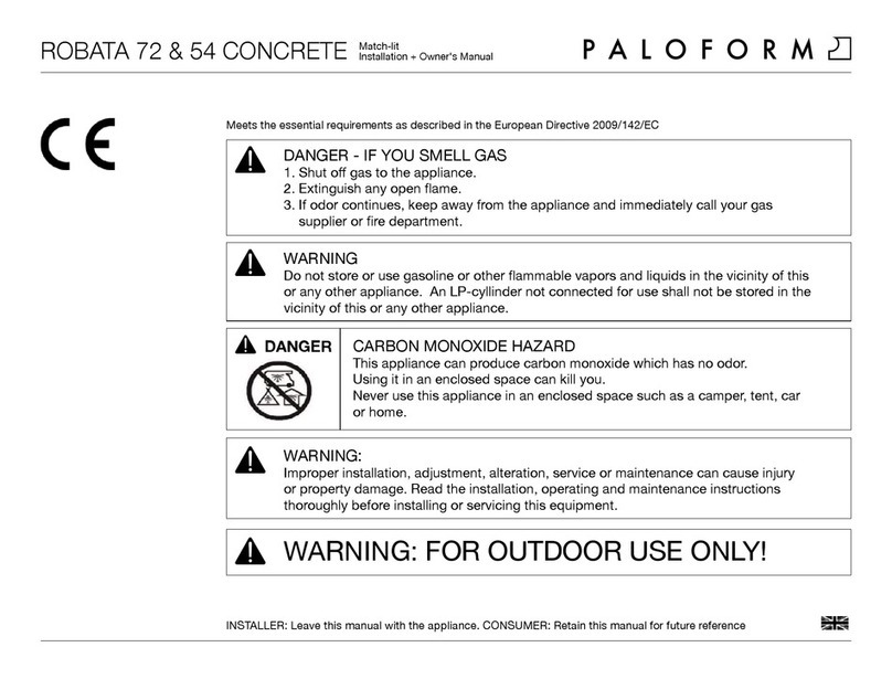 Paloform robata 72 Installation and owner's manual