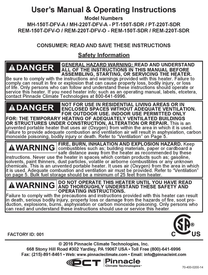 Pinnacle Climate MH-150T-DFV-A User's manual and operating instructions Pinnacle Climate MH-150T-DFV-A User's manual and operating instructions