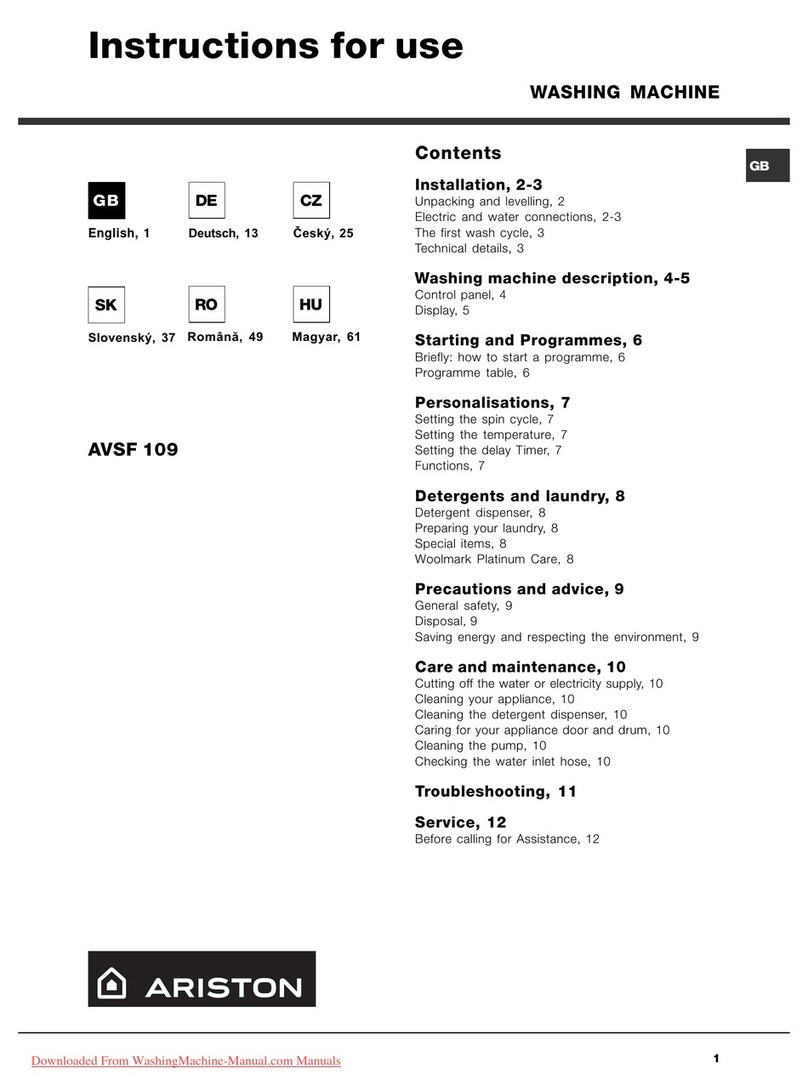 Ariston AVSF 109 Instructions for use