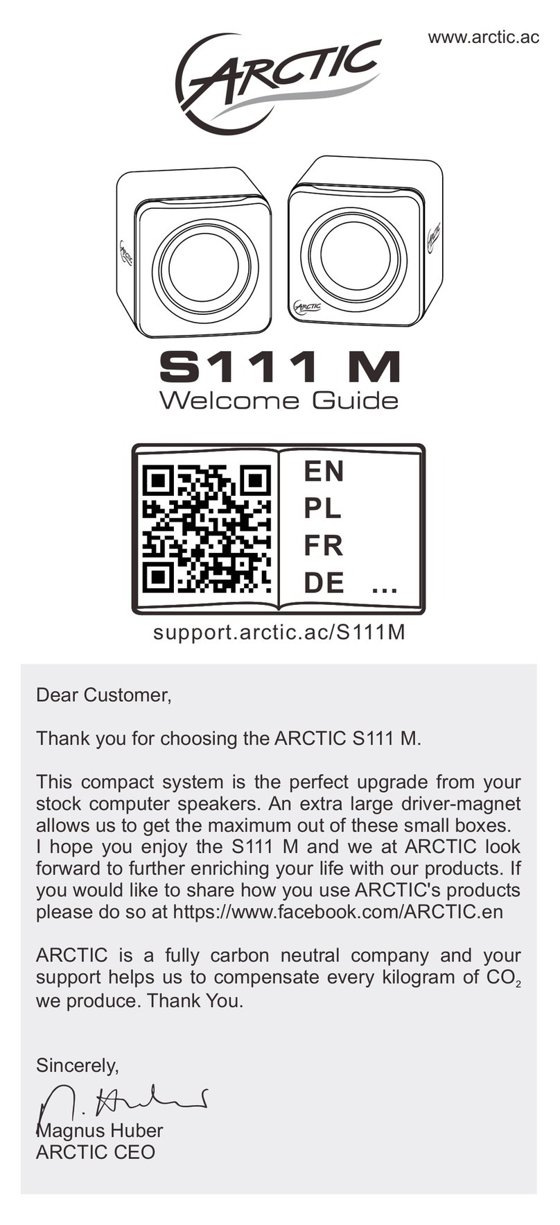 Artic S111M Welcome guide