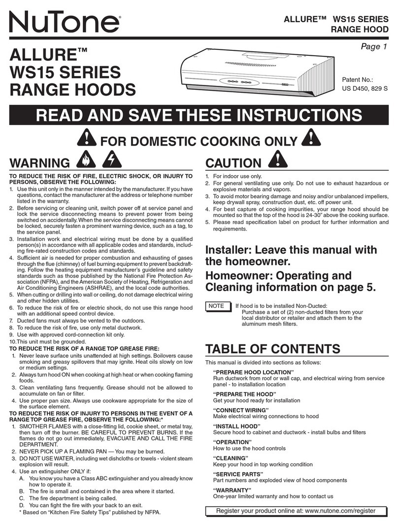 NuTone WS15 SERIES instructions