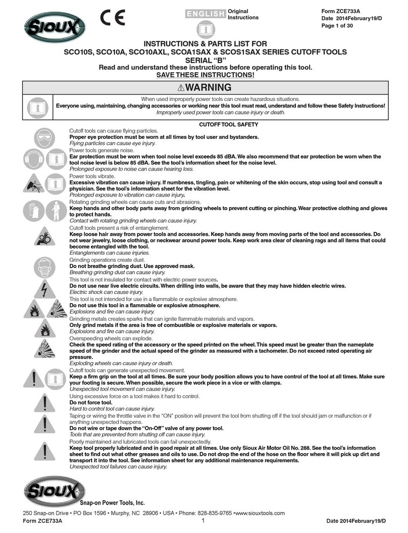 Sioux Tools SCO10S253F Instructions-parts list