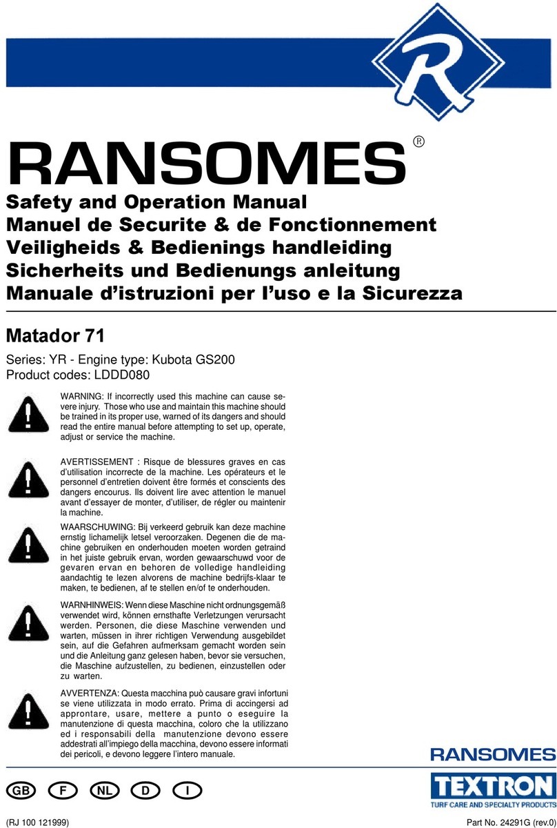 Ransomes Matador 71 Safety and operation manual