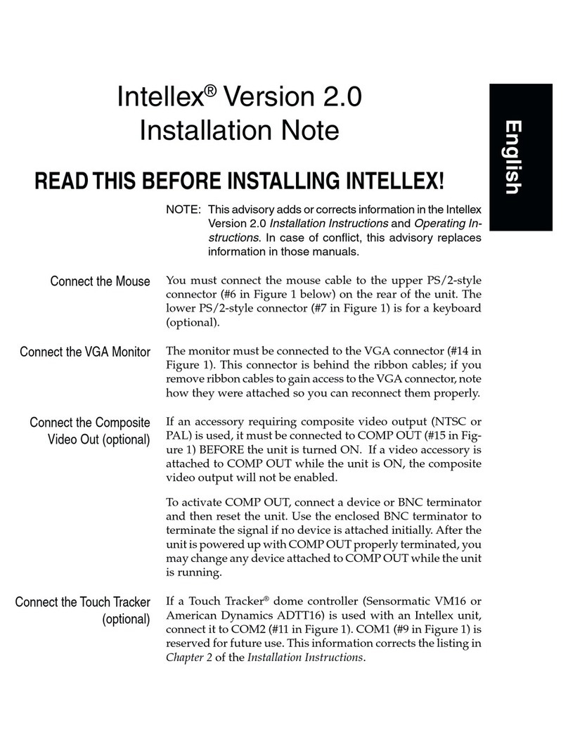American Dynamics Intellex 2.0 Installation and operation manual