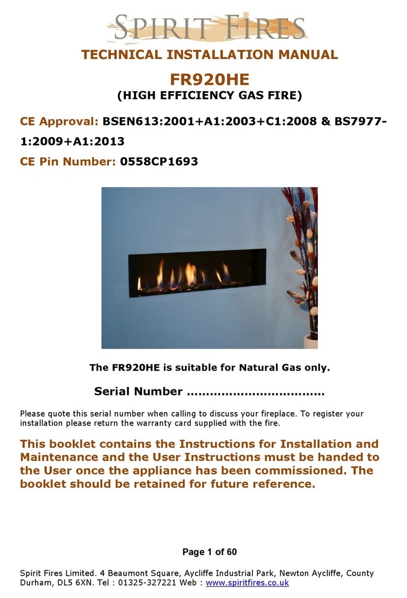 Spirit Fires FR920HE Technical installation manual