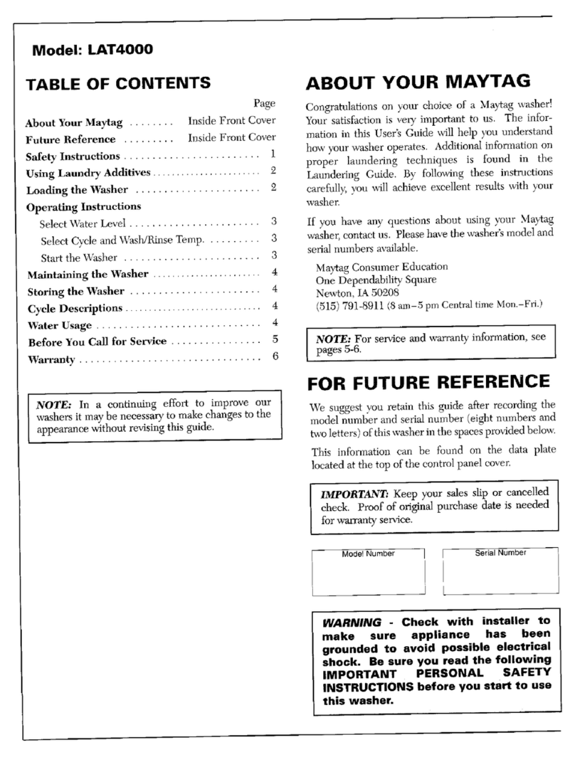 Maytag LAT4000 User manual