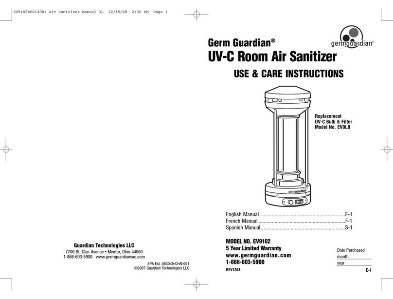 Germguardian EV9102 Quick reference guide