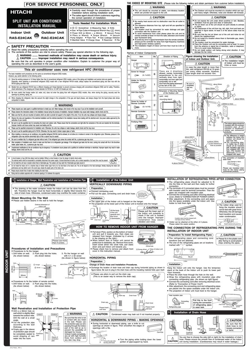 Hitachi RAS-E24CAK installation manual