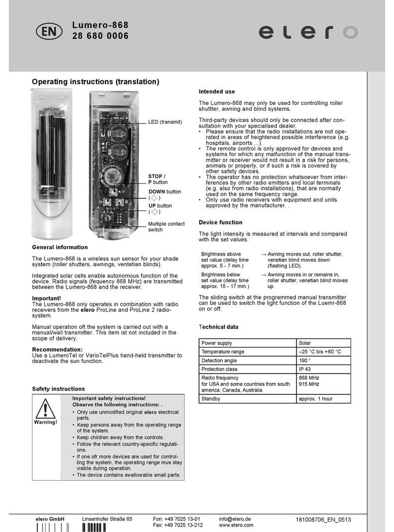 elero Lumero-868 User manual elero Lumero-868 User manual