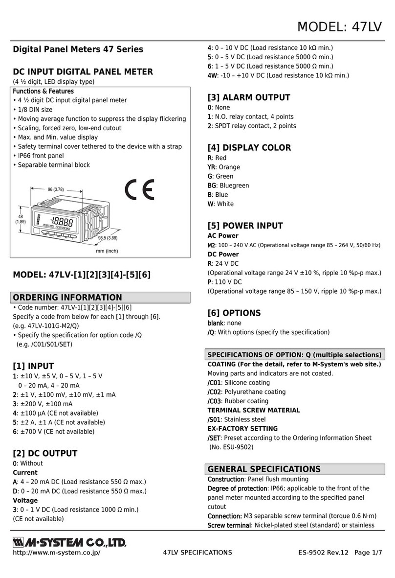 M-system 47LV Specifications M-system 47LV Specifications