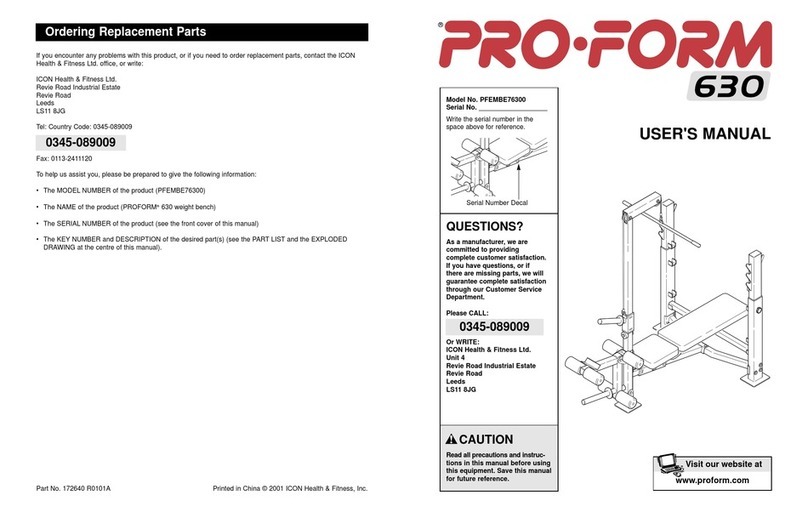 Pro-Form 630 User manual